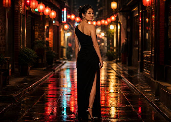 Lantern alley at night